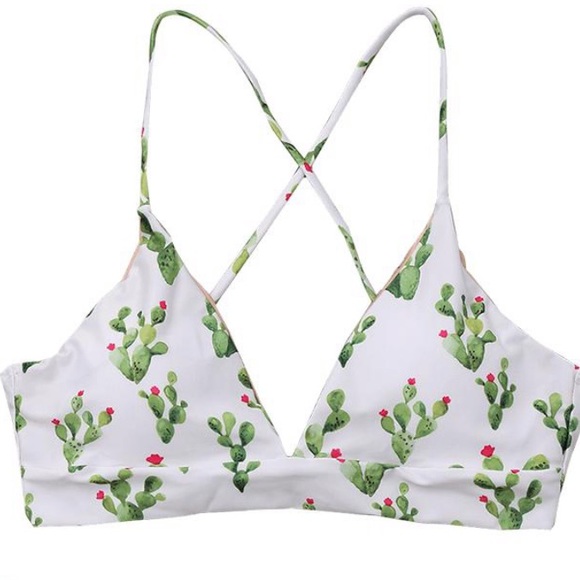 Zaful Other - NWT bikini top 🌵 Cactus print tie back size large
